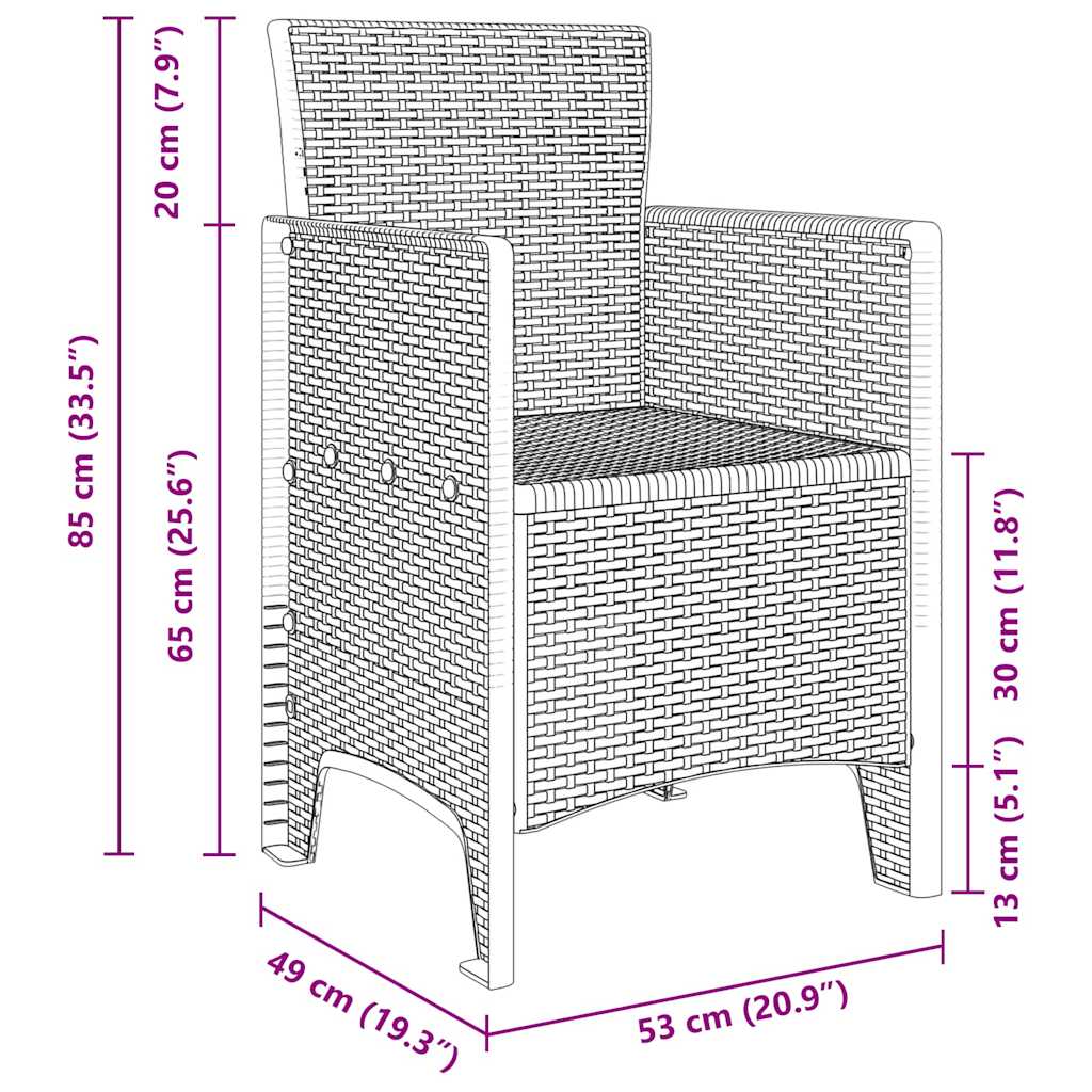 Sodo Kėdė 4 pcs Šviesiai pilka 53 x 49 x 85 cm PP