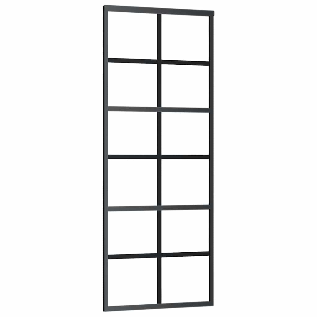 Sliding door with fitting kit, black, 76x205 cm, ESG and