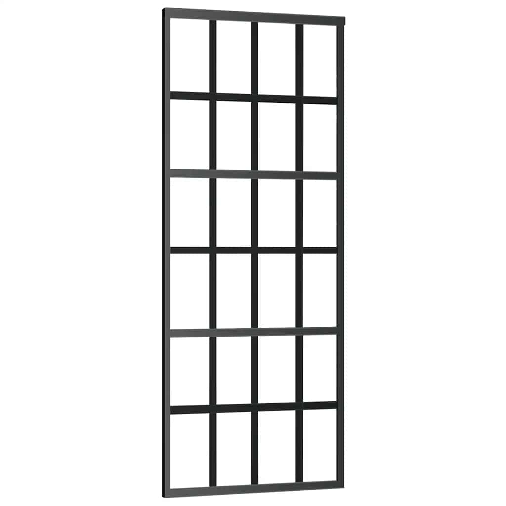 Bīdāmās durvis ar furnitūras komplektu, melnas, 76x205 cm, ESG un