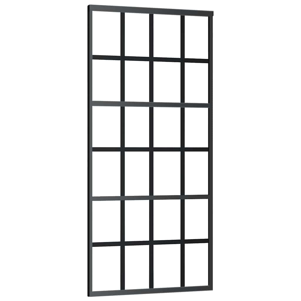 Stumdomos durys su įrangos rinkiniu, juodas, 90x205 cm, ESG ir
