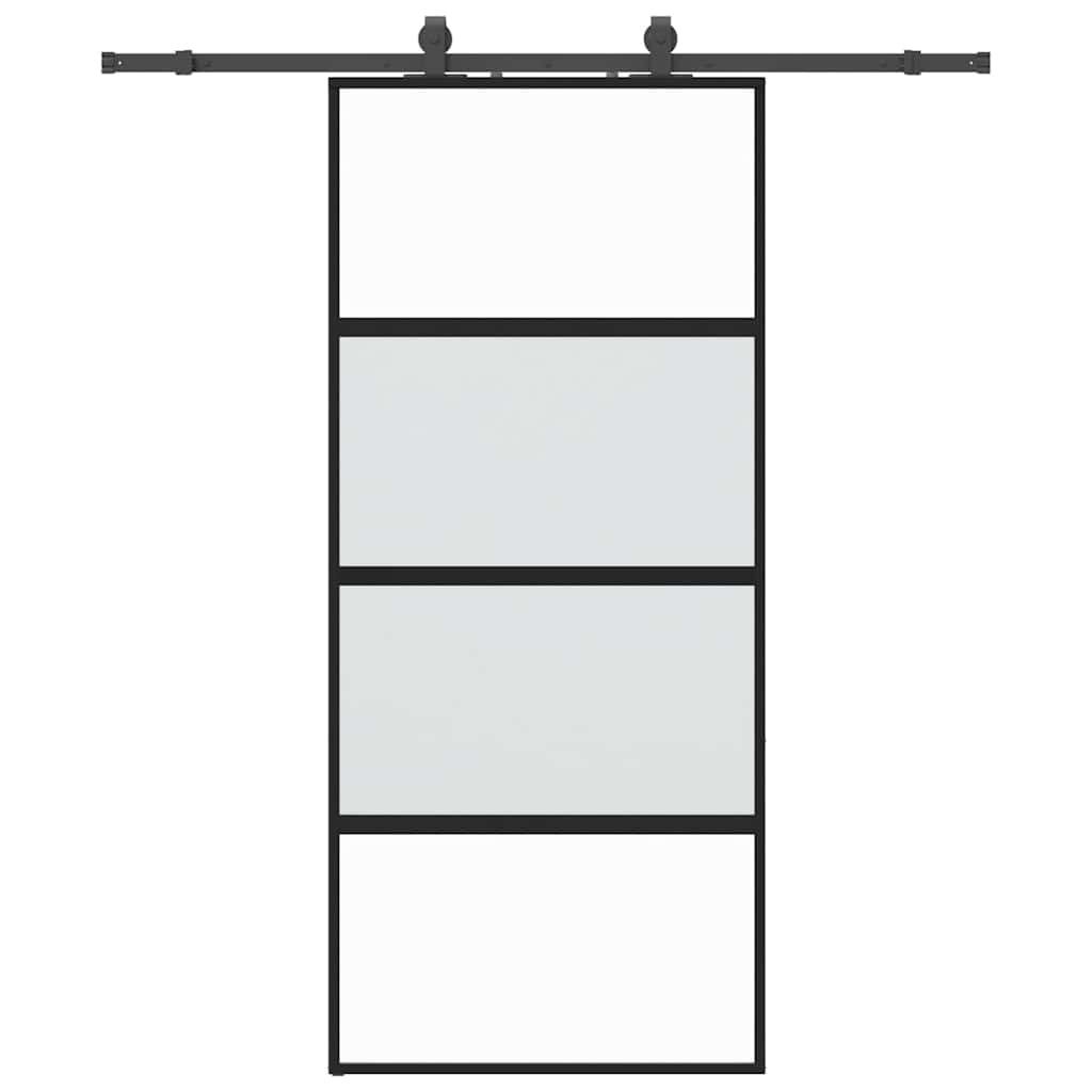 Sliding door with fittings, black, 90x205 cm