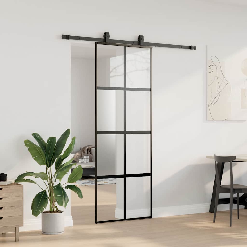 Sliding door with fitting kit, black, 76x205 cm