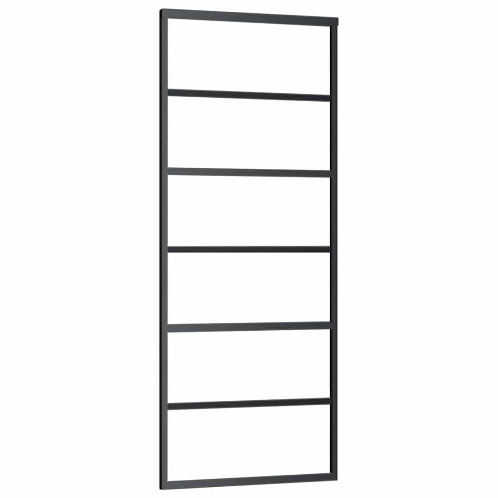 Sliding door with fitting kit, black, 76x205 cm, ESG and