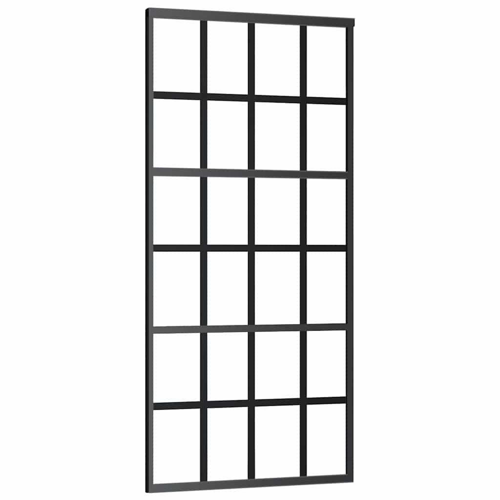 Stumdomos durys su įrangos rinkiniu, juodas, 90x205 cm, ESG ir