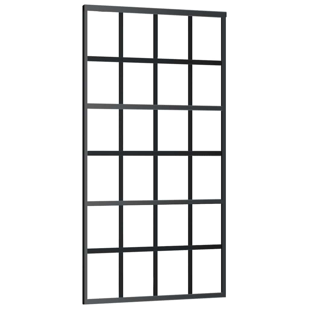 Stumdomos durys su įrangos rinkiniu, juodas, 102x205 cm, ESG ir