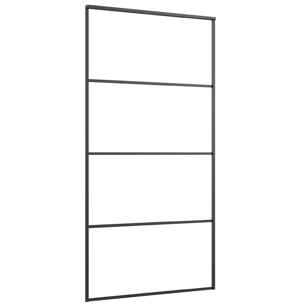 Stumdomos durys su furnitūra, juodos, 102,5x205 cm, ESG stiklas