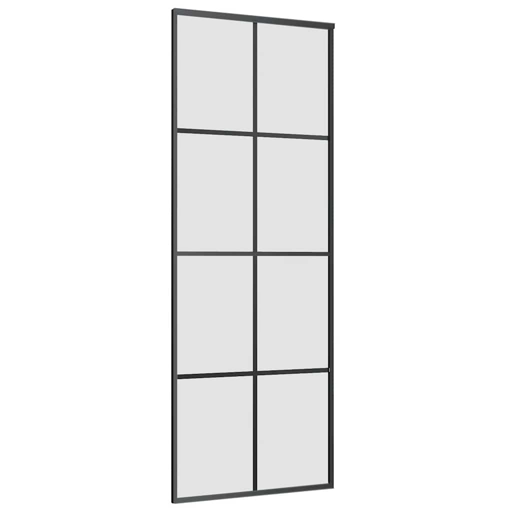 Bīdāmās durvis ar furnitūras komplektu, melnas, 76x205 cm, ESG un