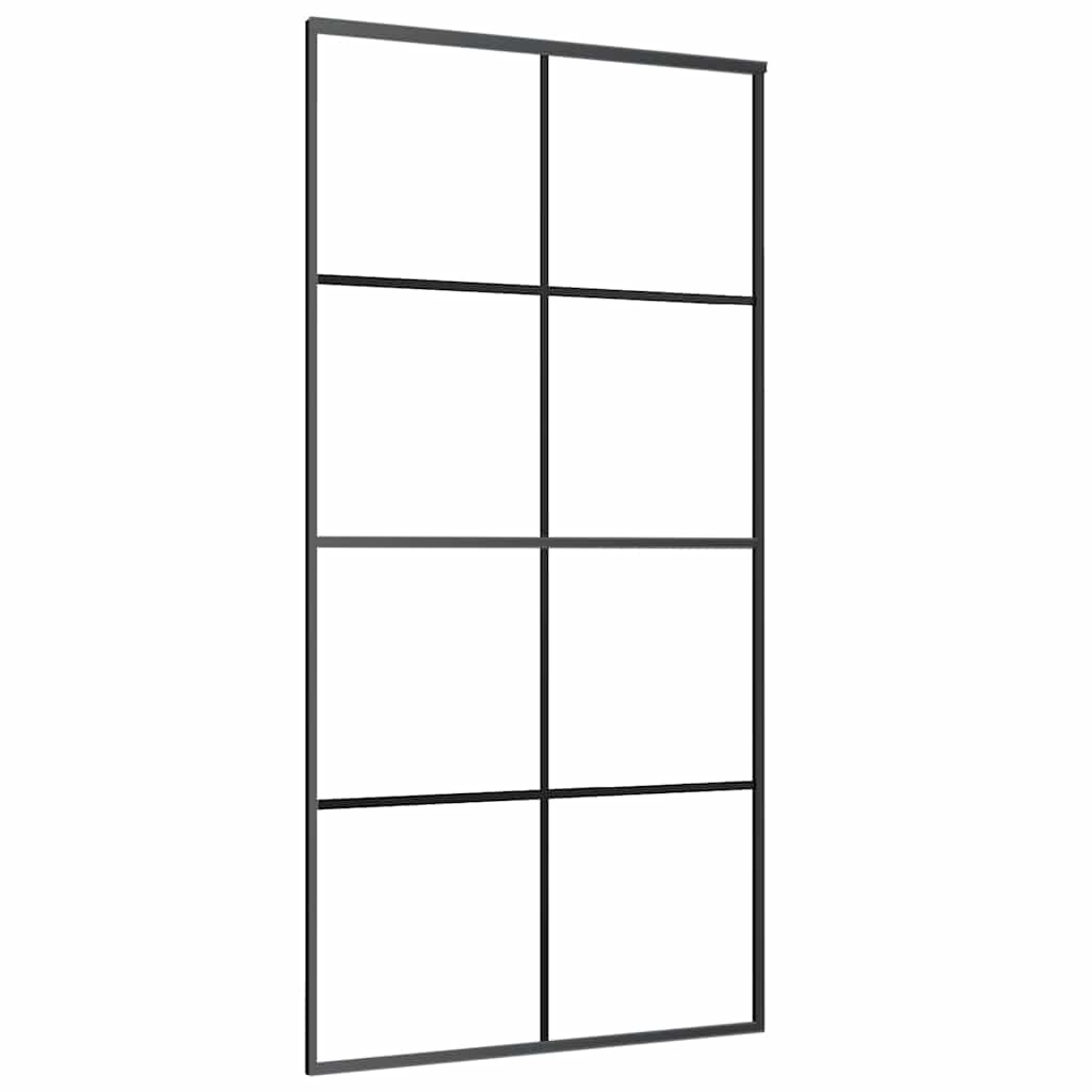 Stumdomos durys su furnitūra, juodos, 102,5x205 cm, ESG stiklas