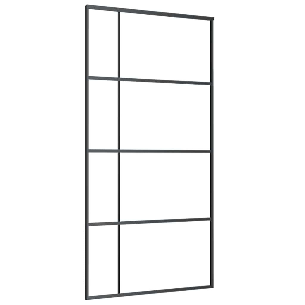 Stumdomos durys su furnitūra, juodos, 102,5x205 cm, ESG stiklas