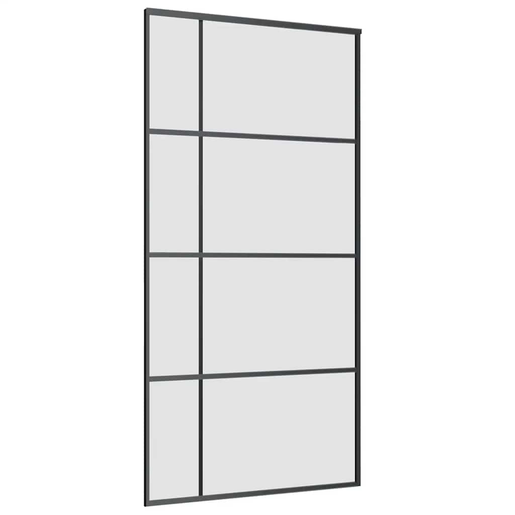 Stumdomos durys su furnitūra, juodos, 102,5x205 cm, ESG stiklas