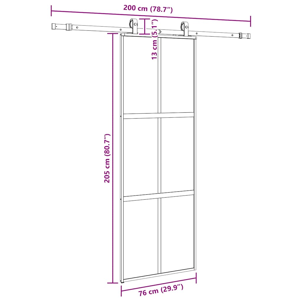 Sliding door with fitting kit, black, 76x205 cm