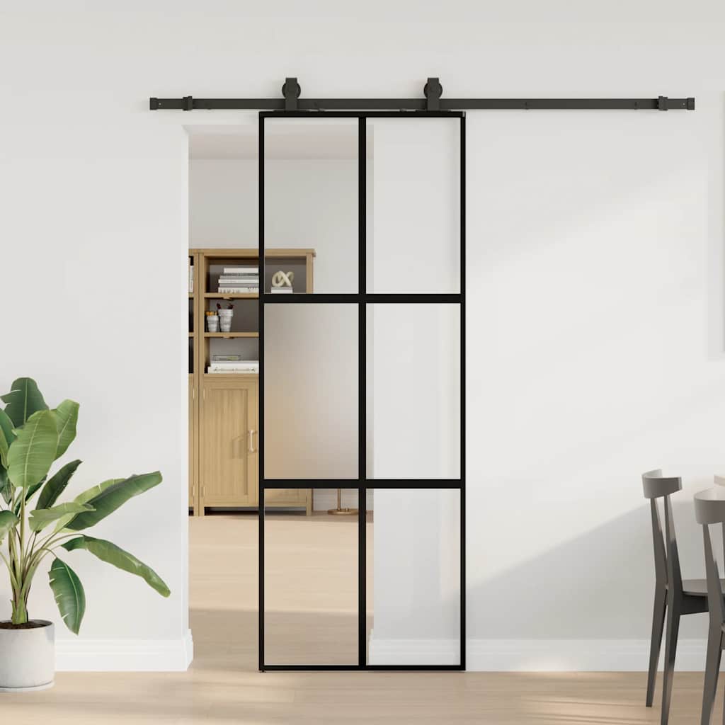 Sliding door with fitting kit, black, 76x205 cm