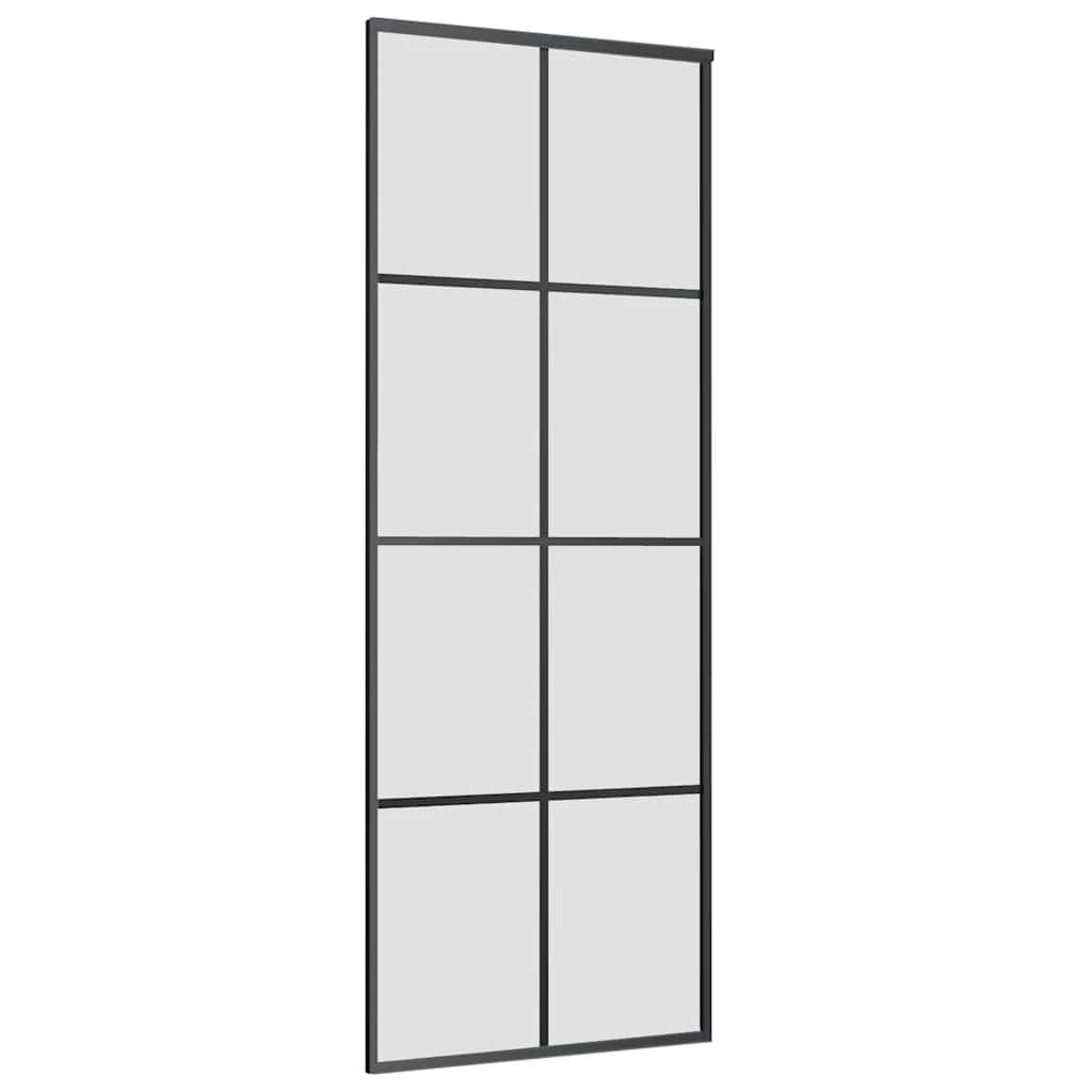 Bīdāmās durvis ar furnitūras komplektu, melnas, 76x205 cm, ESG un