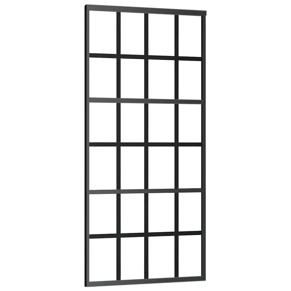 Stumdomos durys su įrangos rinkiniu, juodas, 90x205 cm, ESG ir