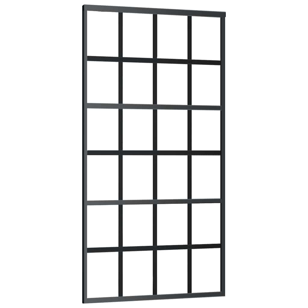 Stumdomos durys su įrangos rinkiniu, juodas, 102x205 cm, ESG ir