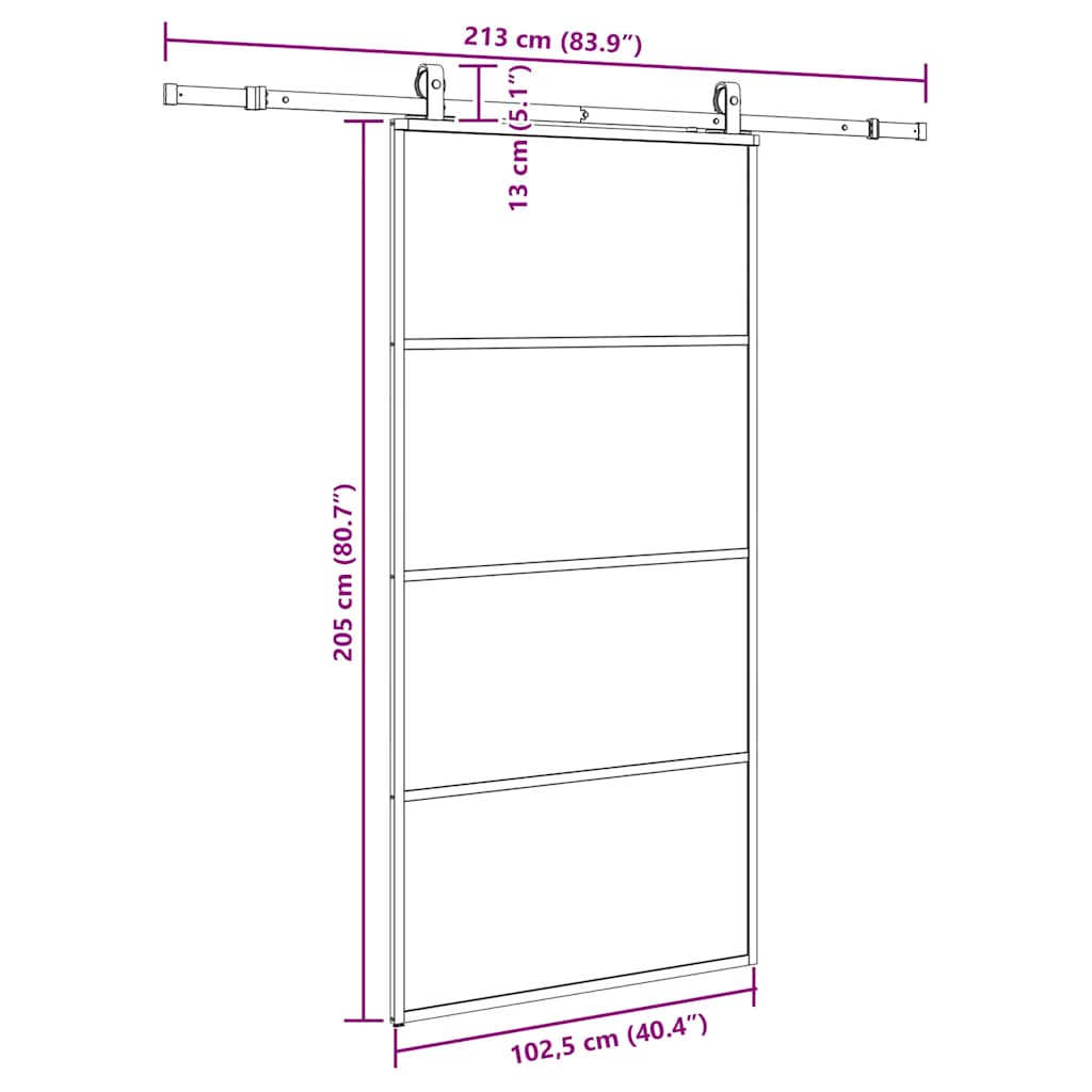 Stumdomos durys su furnitūra, juodos, 102,5x205 cm, ESG stiklas