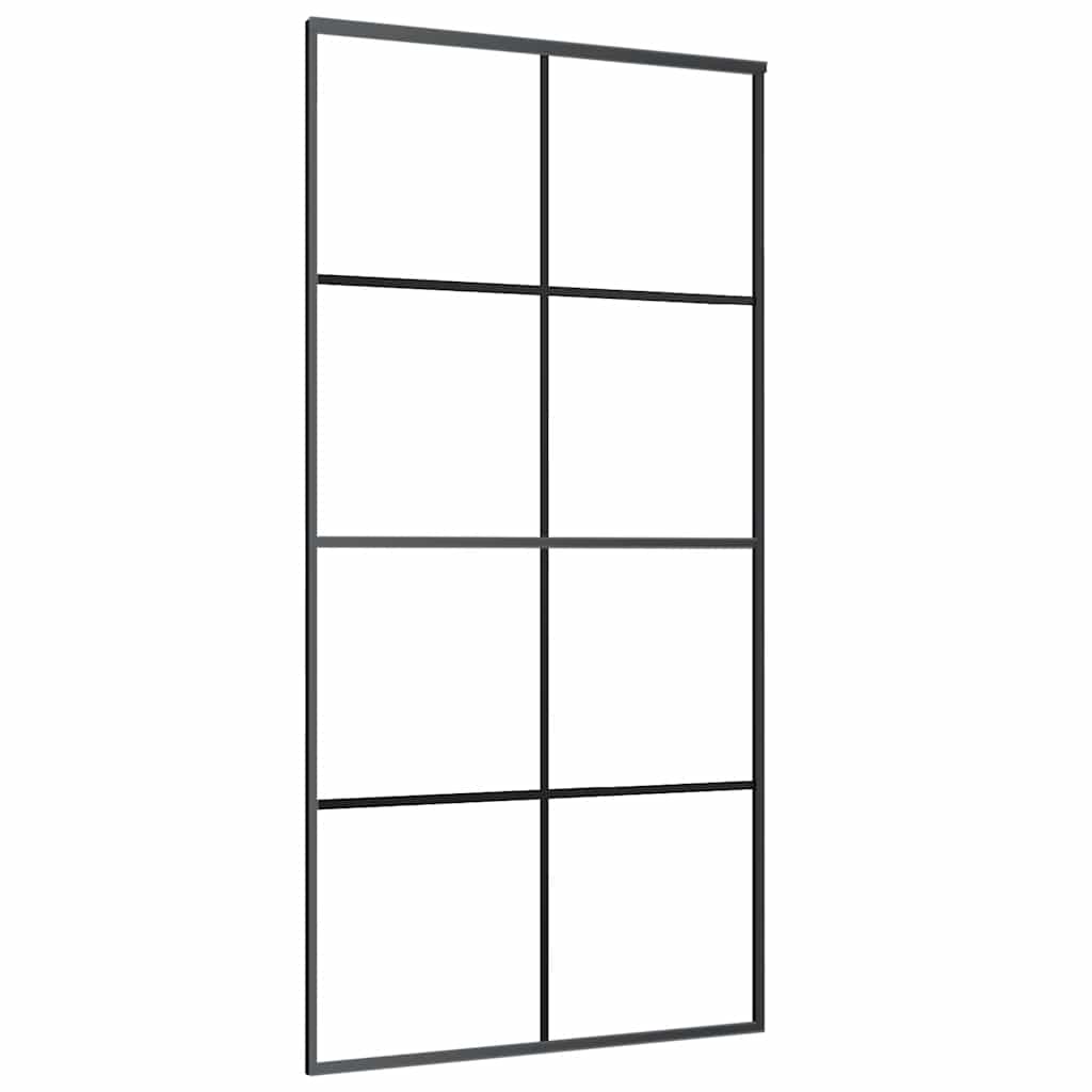 Stumdomos durys su furnitūra, juodos, 102,5x205 cm, ESG stiklas