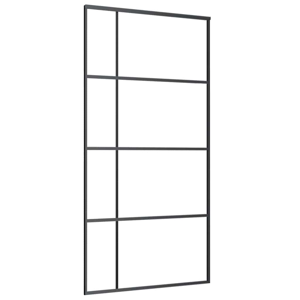 Stumdomos durys su furnitūra, juodos, 102,5x205 cm, ESG stiklas