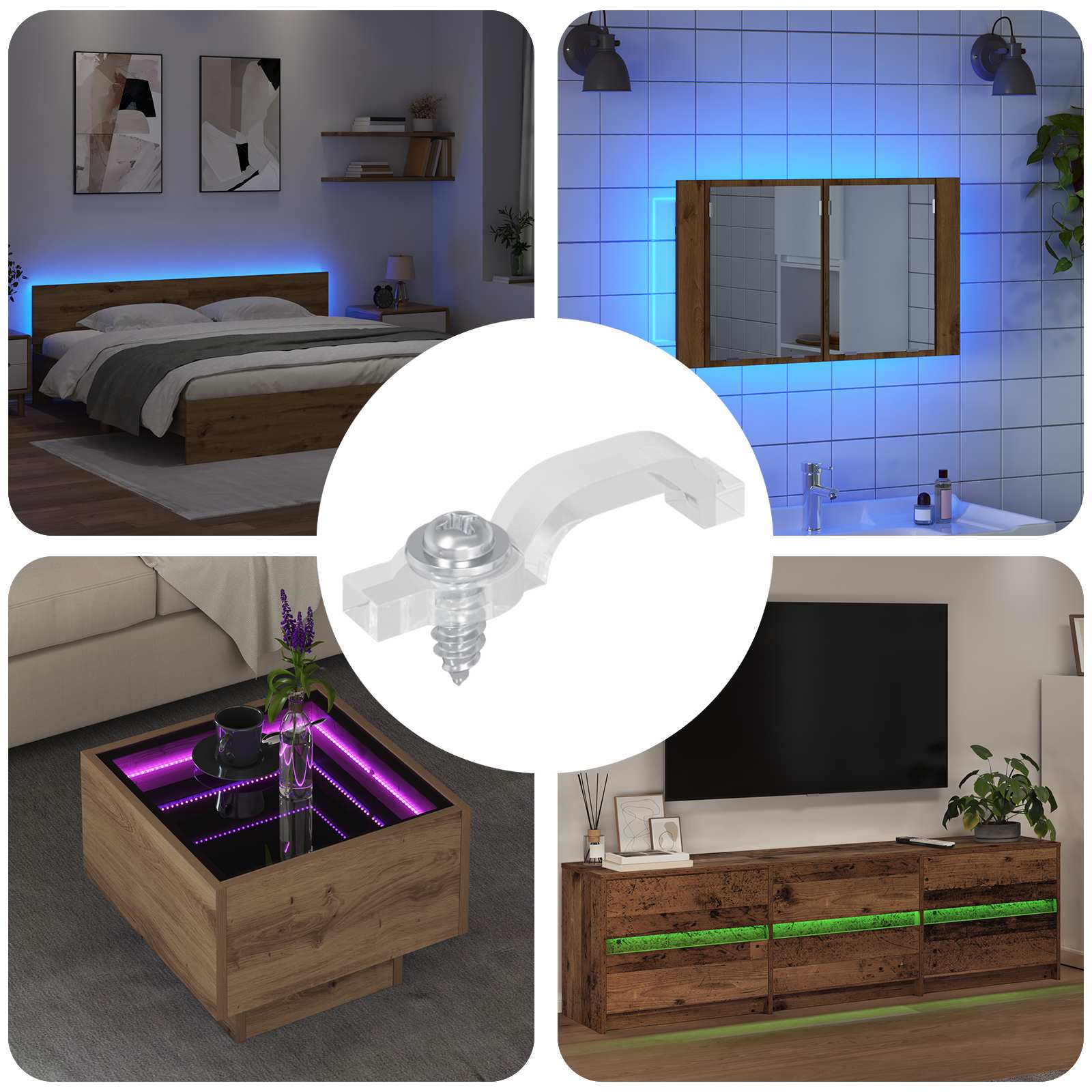 LED Strip Clips 12 pcs Transparent 23.8 x 7.3 x 4.3 mm