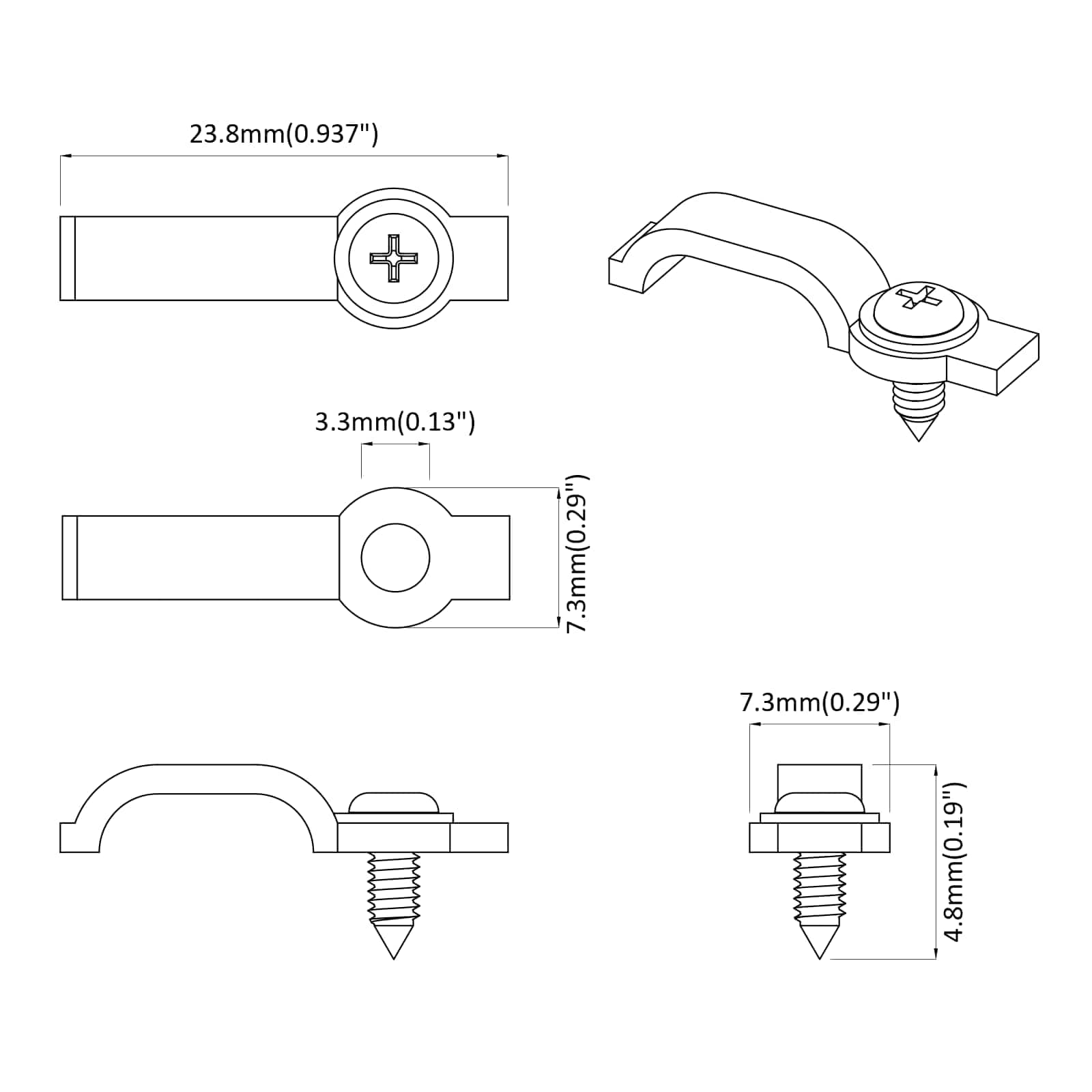 LED sloksnes klipi 12 gab. Caurspīdīgi 2 x 1 x 0.5 cm