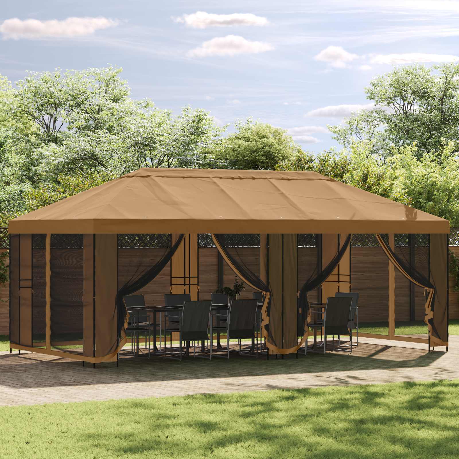 Gazebo rėmas 6 x 3 m Juoda Plienas