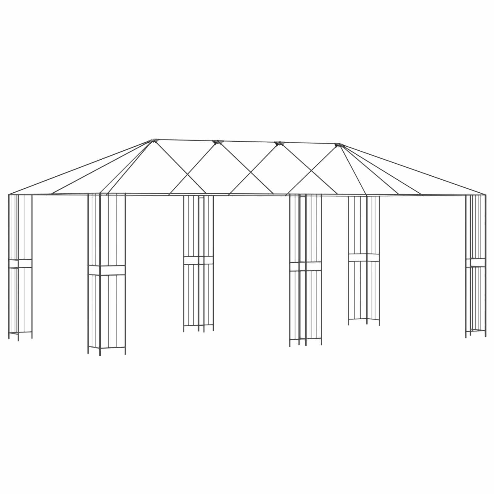 Gazebo rėmas 6 x 3 m Juoda Plienas