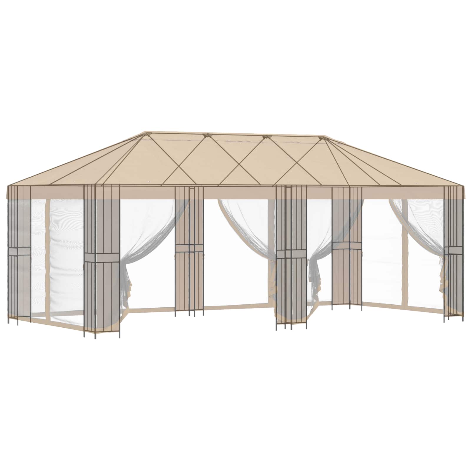 Gazebo rėmas 6 x 3 m Juoda Plienas