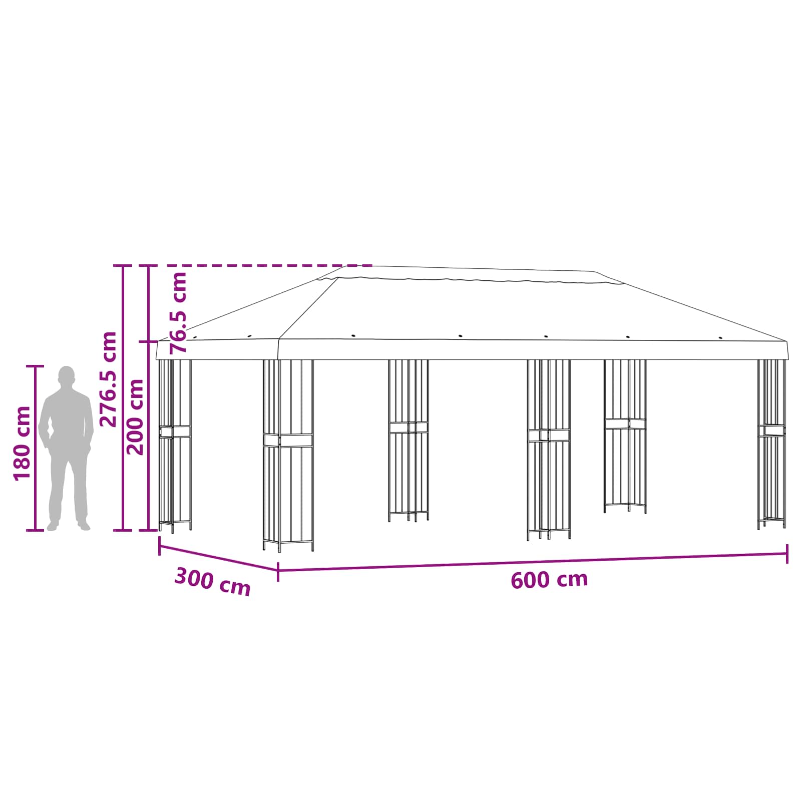 Telts ar sānu sienām 6 x 3 m Smilšu krāsā
