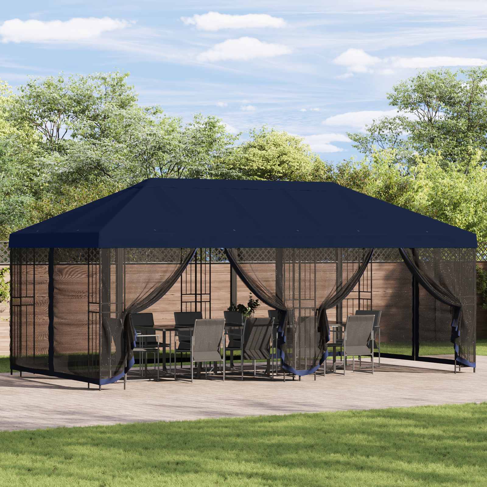 Telts ar sānu sienām 6 x 3 m Zila