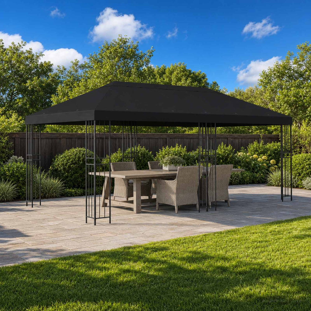 Paviljonas su šoninėmis sienelėmis 6 x 3 m Juoda