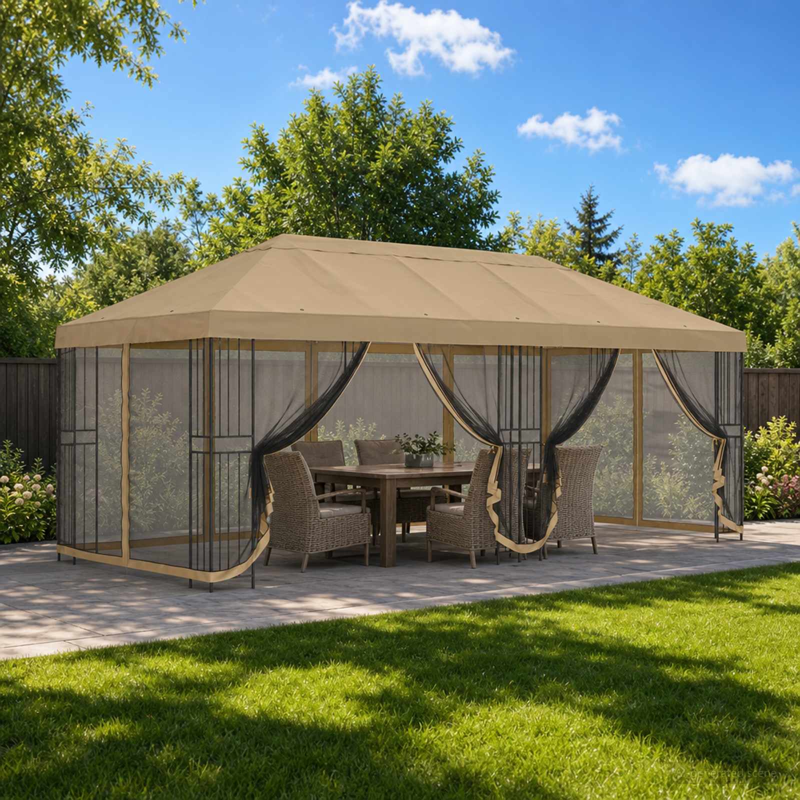 Paviljonas su šoninėmis sienelėmis 6 x 3 m Smėlio