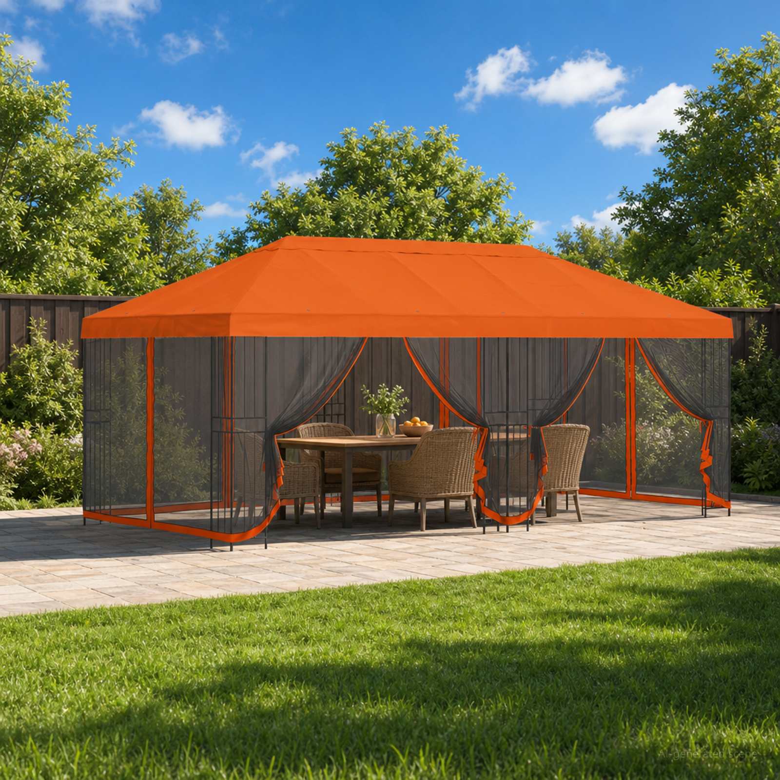 Paviljonas su šoninėmis sienelėmis 6 x 3 m Oranžinė