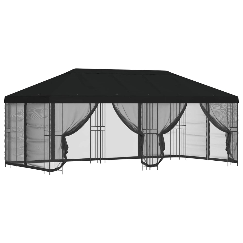 Paviljonas su šoninėmis sienelėmis 6 x 3 m Juoda