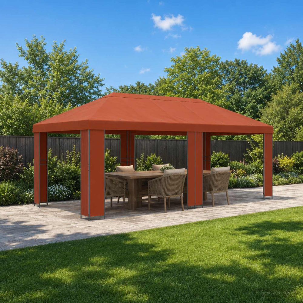 Sodo Paviljonas 6 x 3 m Terakotos Poliesteris ir plienas 190