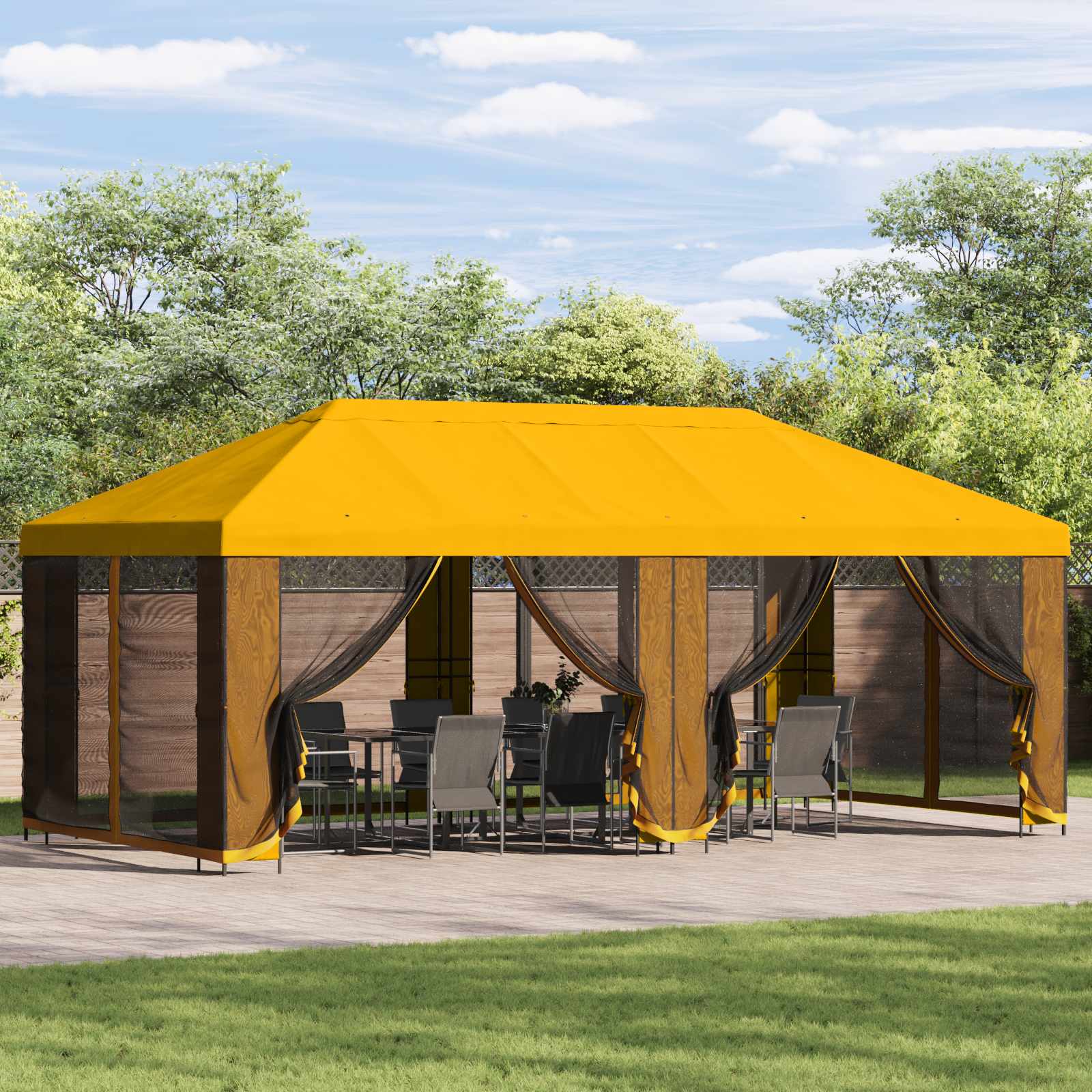 Sodo Paviljonas 6 x 3 m Geltona Poliesteris ir plienas 190