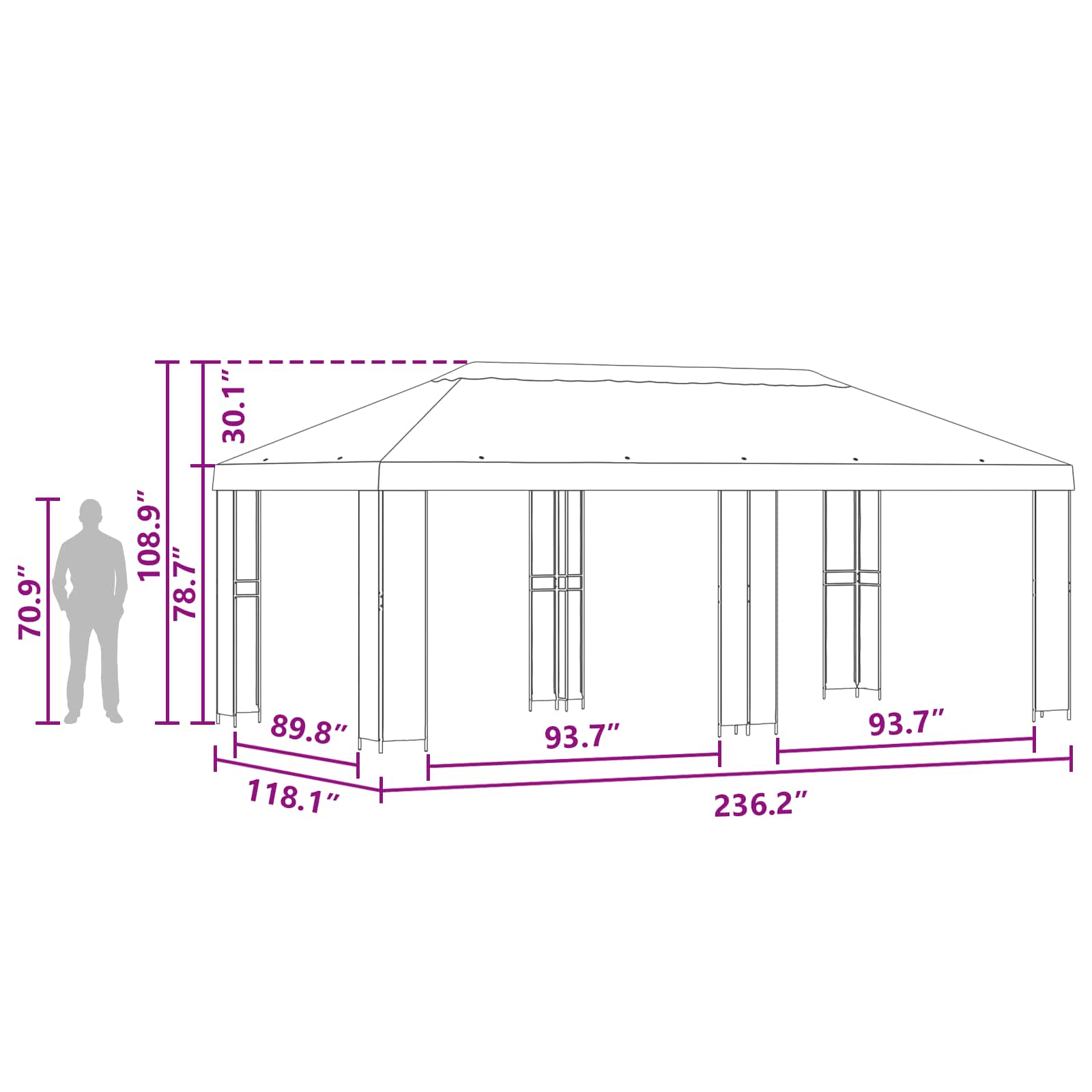 Sodo Paviljonas 6 x 3 m Ruda Poliesteris ir plienas 190