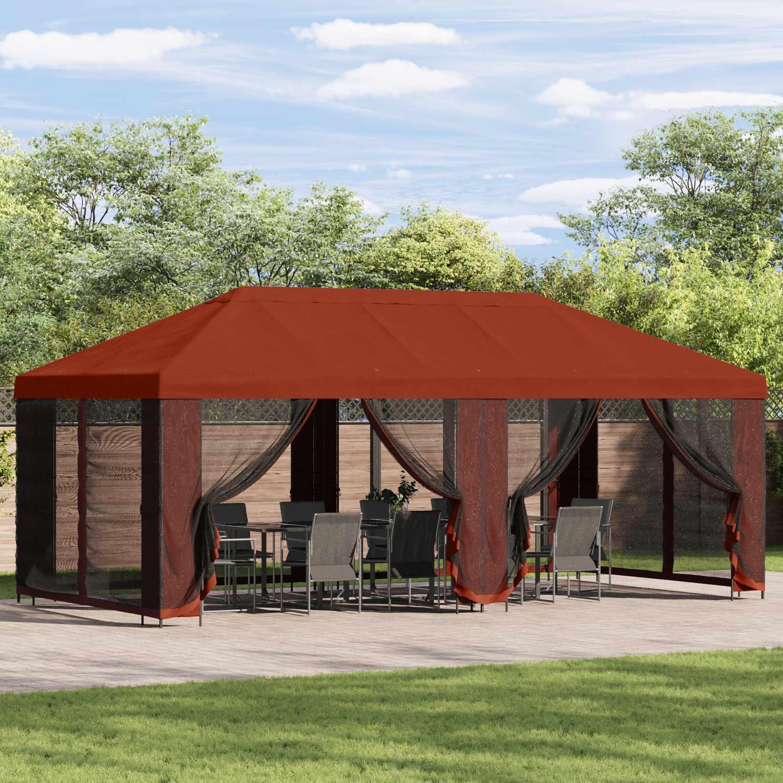 Paviljonas su šoninėmis sienelėmis 6 x 3 m Terakotos