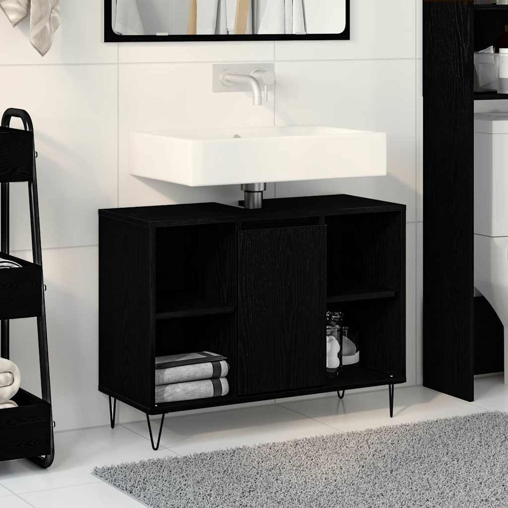 Juodasis ąžuolo vanity Juodasis ąžuolas MDF Vidutinio dydžio