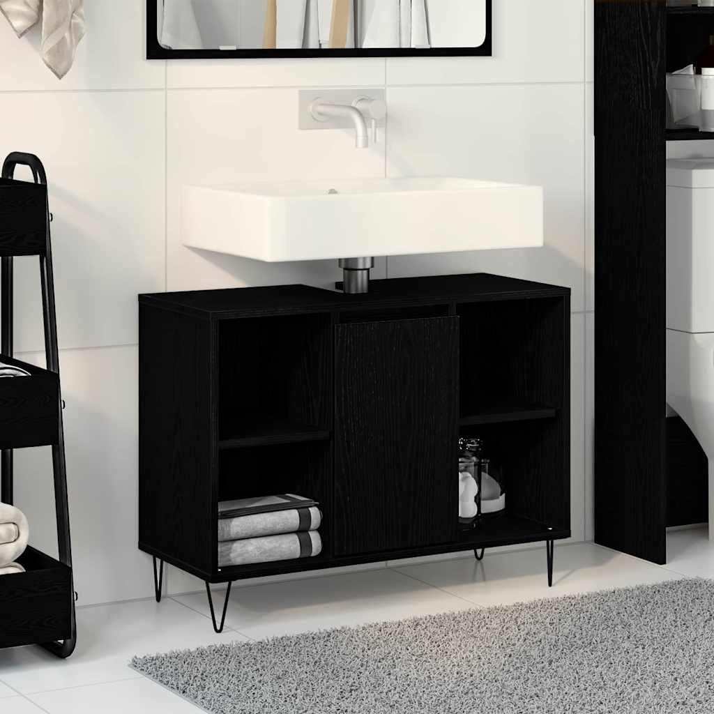 Juodasis ąžuolo vanity Juodasis ąžuolas MDF Vidutinio dydžio