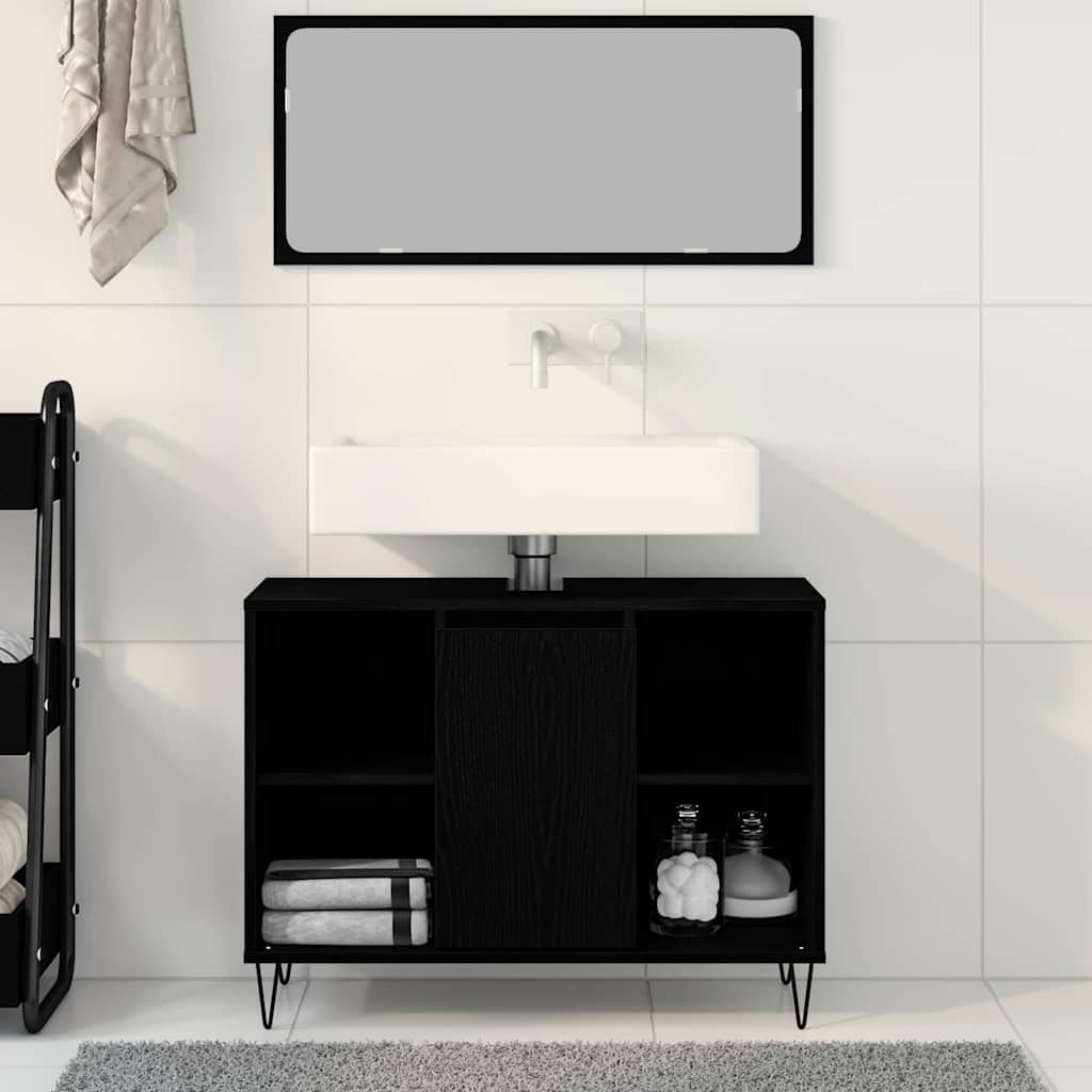 Juodasis ąžuolo vanity Juodasis ąžuolas MDF Vidutinio dydžio
