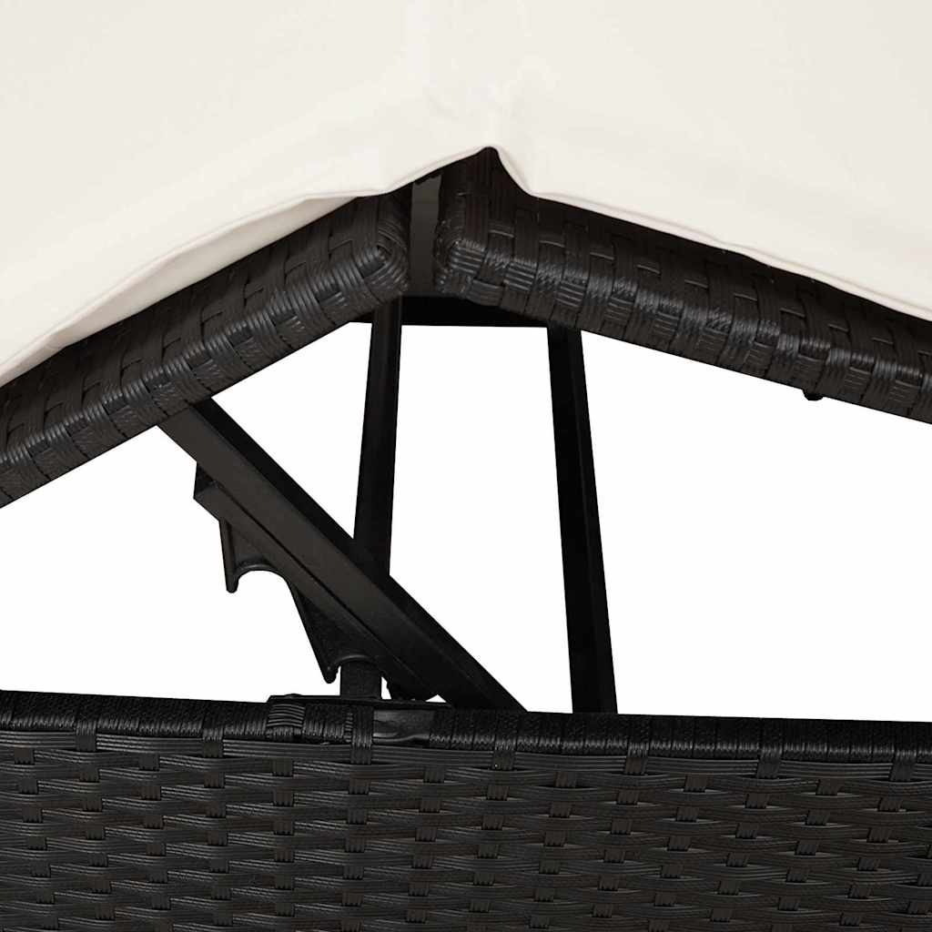 Two-Seater Sun Lounger with Roof Black 205 x 129 x 200 cm