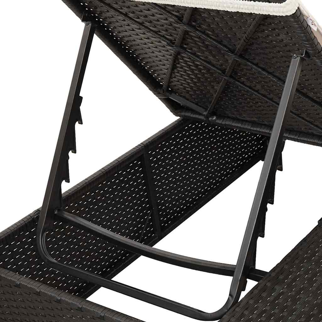 Two-Seater Sun Lounger with Roof Black 205 x 129 x 200 cm