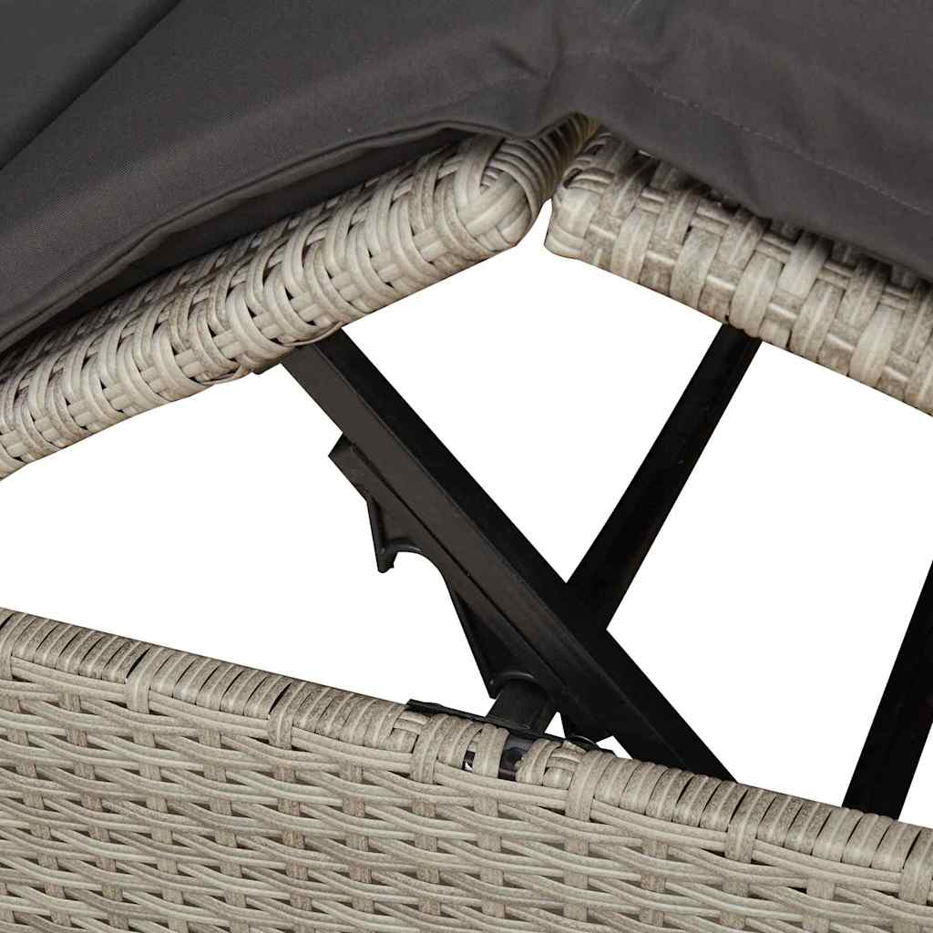Two-Seater Sun Lounger with Roof Light Grey