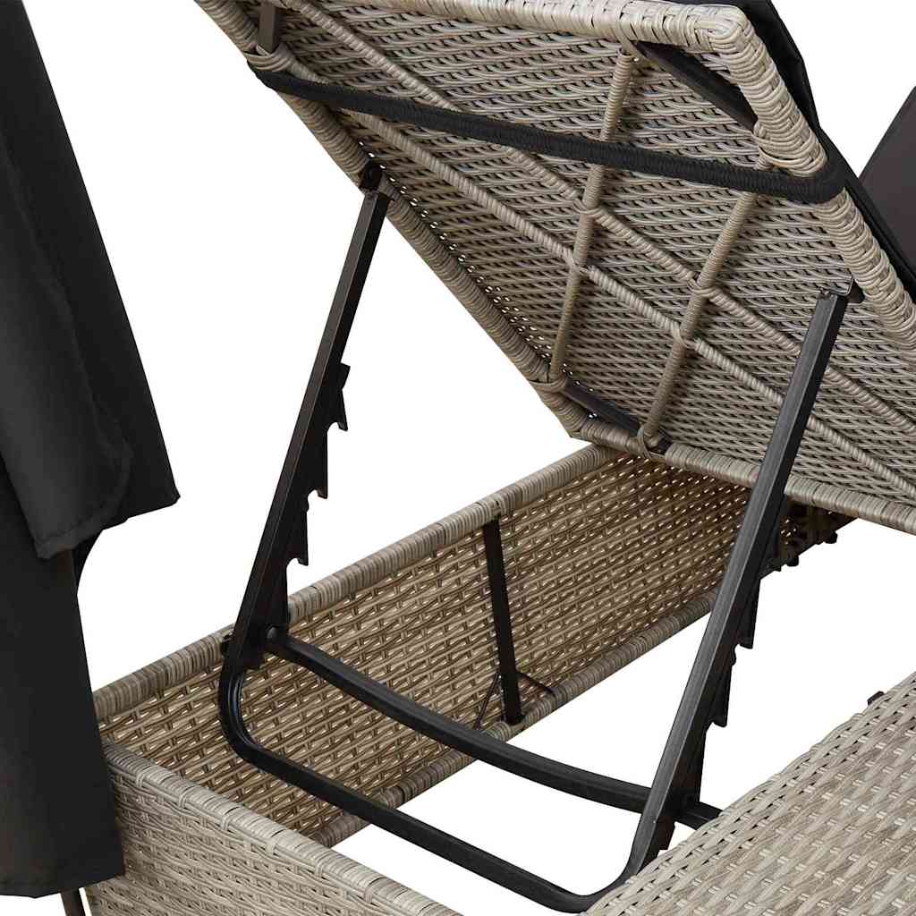 Two-Seater Sun Lounger with Roof Light Grey