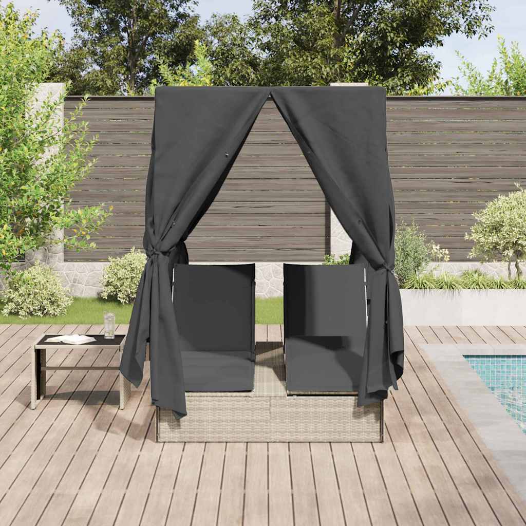 Two-Seater Sun Lounger with Roof Light Grey