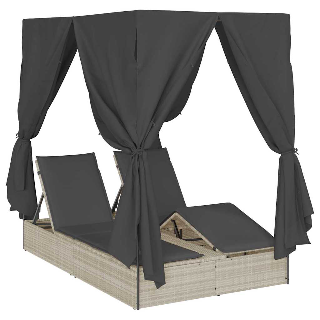 Two-Seater Sun Lounger with Roof Light Grey