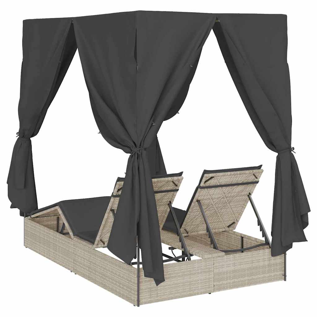 Two-Seater Sun Lounger with Roof Light Grey