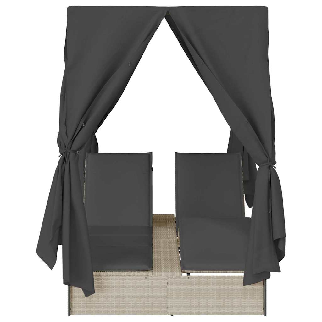 Two-Seater Sun Lounger with Roof Light Grey