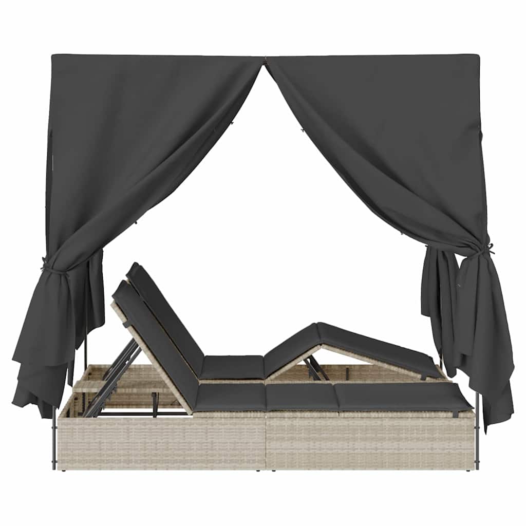 Two-Seater Sun Lounger with Roof Light Grey