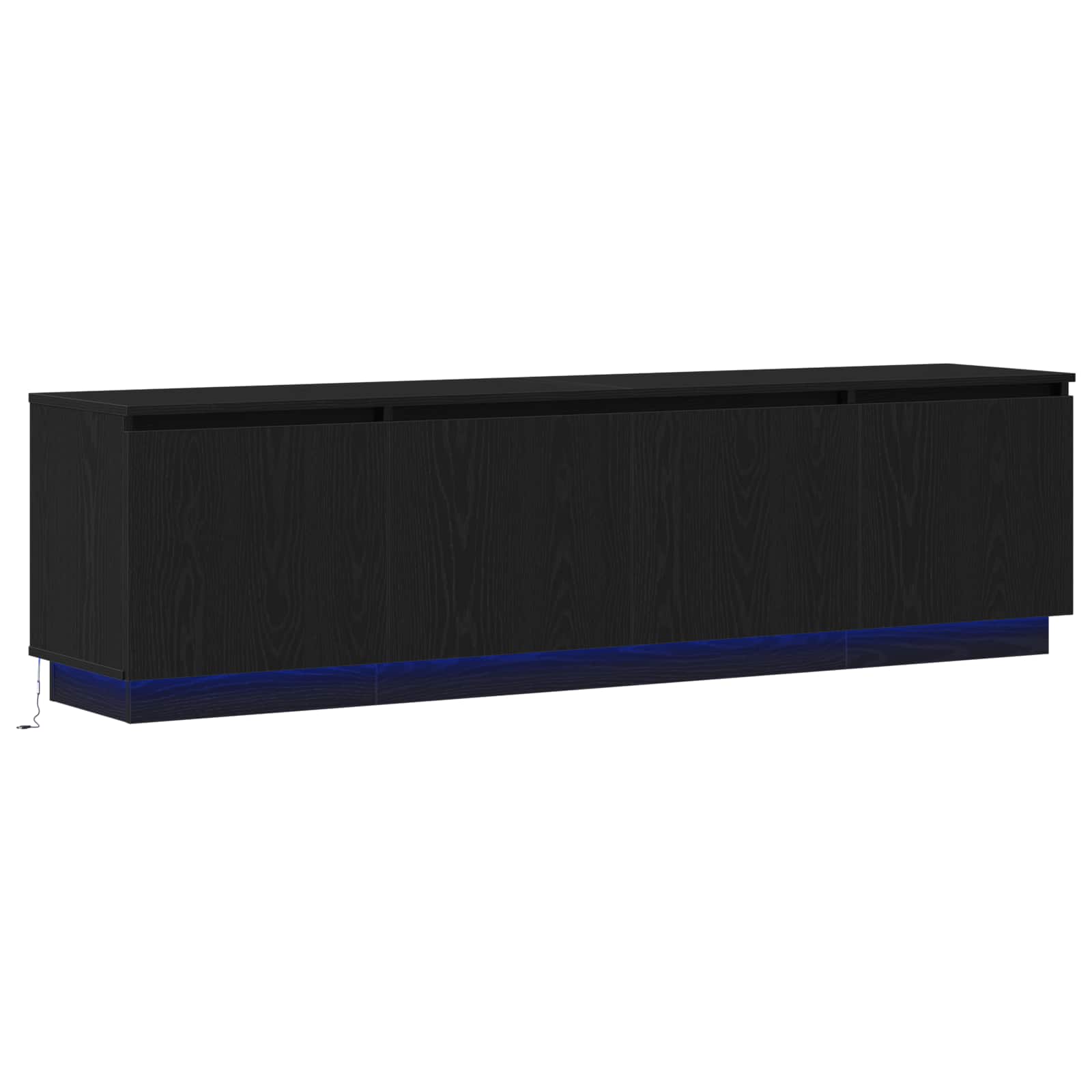TV skapītis ar LED apgaismojumu melns ozols 180 x 38 x 49 cm